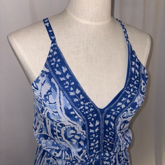 BOSTON PROPER Blue White Paisley Print Boho High Low Sundress Size 8 EUC - Picture 2 of 13